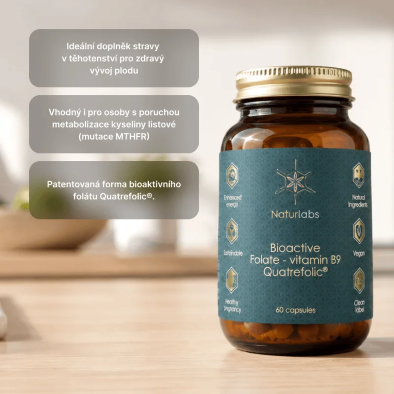 Bioaktivní folát Quatrefolic® NaturLabs, 60 kapslí