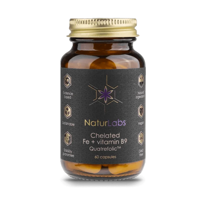 Chelátové železo + vitamín B9 NaturLabs, 60 kapslí