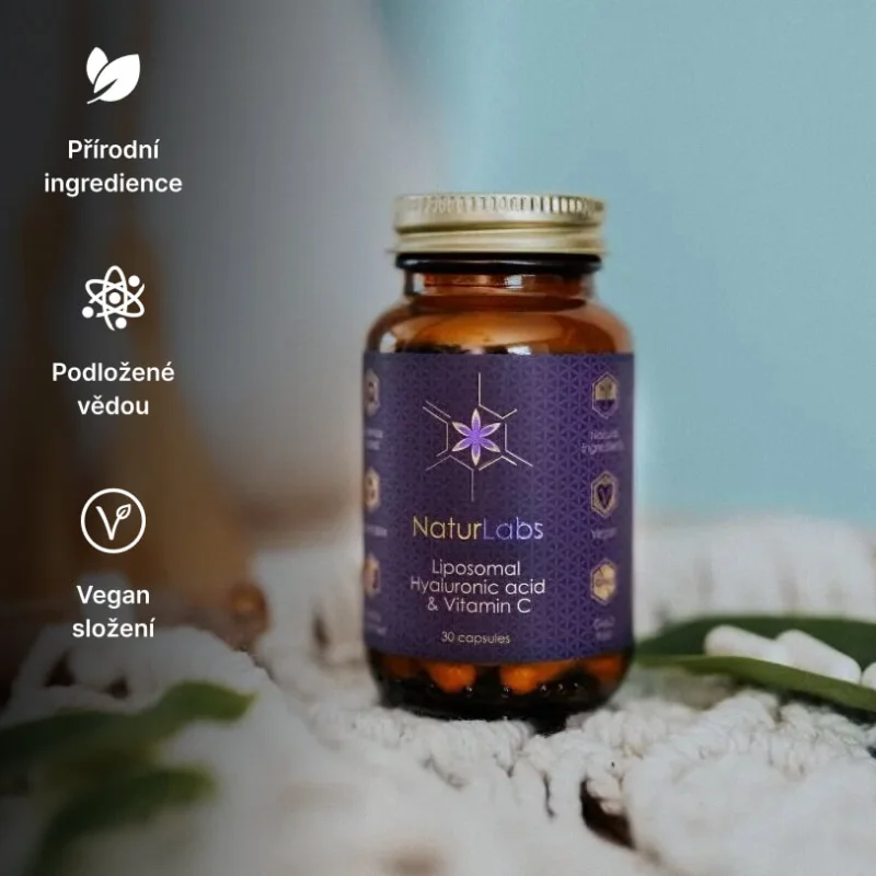 Liposomální Kyselina hyaluronová + vitamín C NaturLabs, 30 kapslí