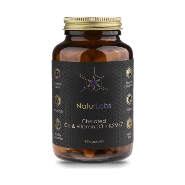 Produkt Chelátový vápník + vitamín D3 a K2 NaturLabs, 90 kapslí Obrázek